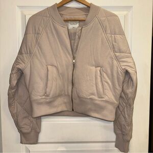 Women's Abercrombie & Fitch Soft A&F Beige Quilted Bomber Jacket Coat M Gorpcore